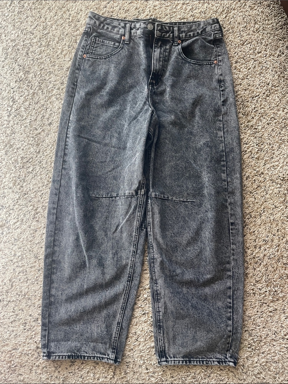 Grey Washed Barrel Leg Jeans